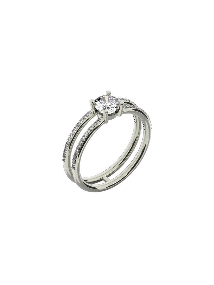 Double band pave ring 0.5 carat