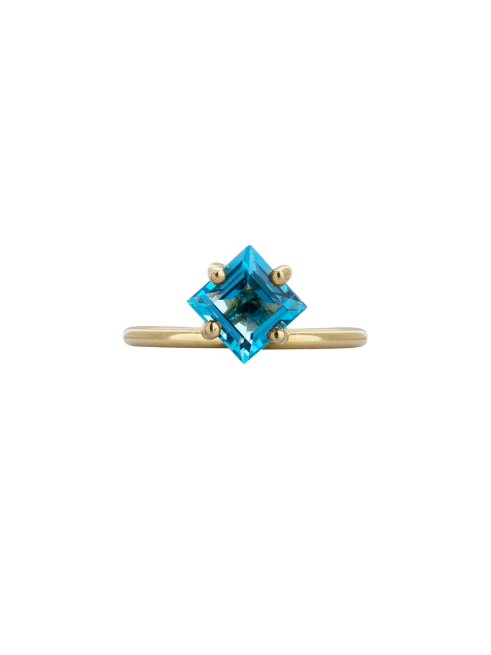 Square blue topaz ring