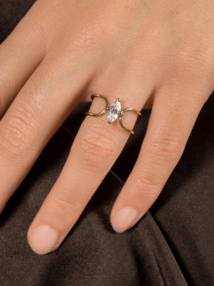 Double c marquise diamond ring
