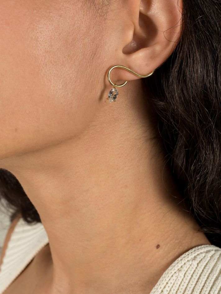Signature curve topaz earring
