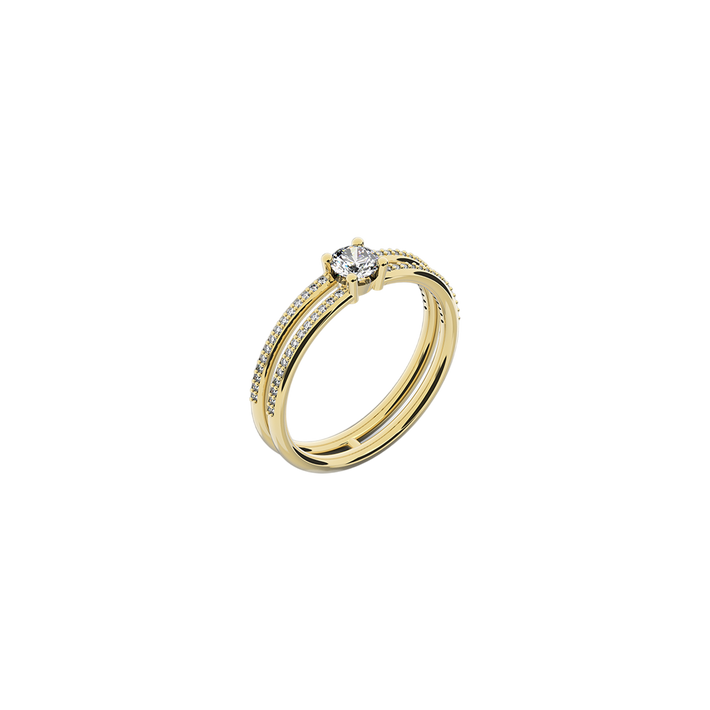 Double band pave ring 0.25 carat