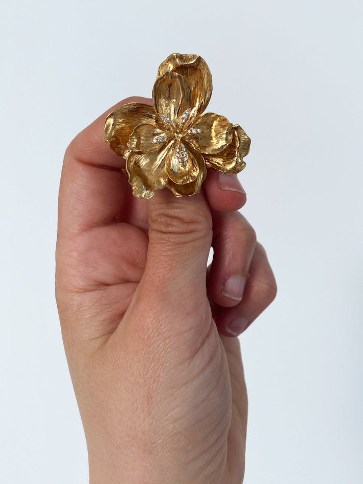 Wild rose diamond clip on earring