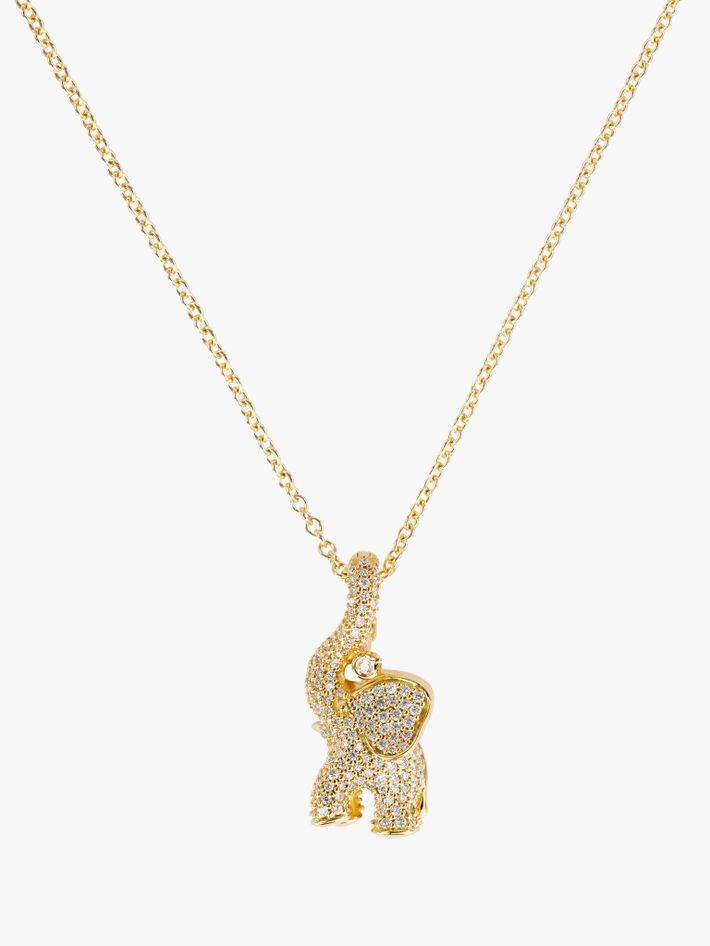 Elephant pavé diamond charm necklace