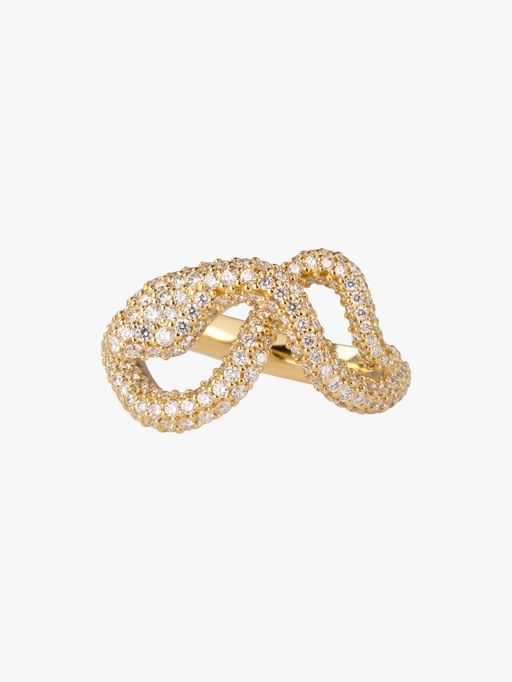Snake small pavé diamond ring photo