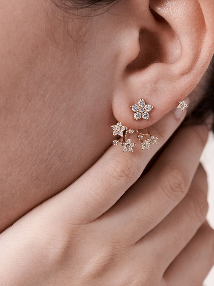 Shooting stars diamond ear climber