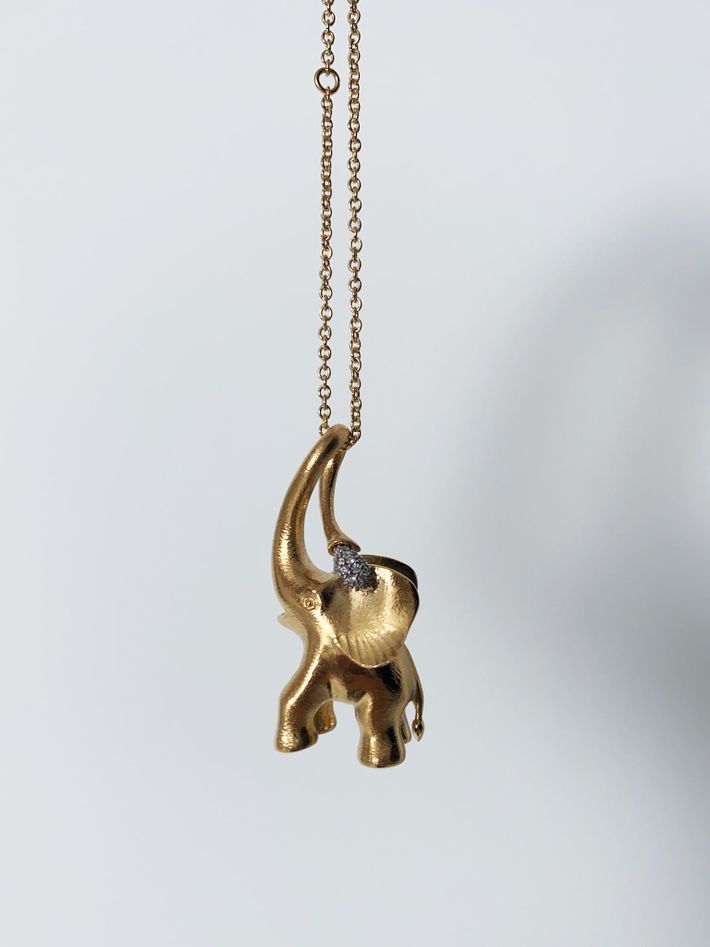 Elephant multi diamond charm necklace
