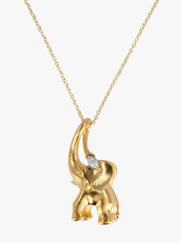 Elephant multi diamond charm necklace
