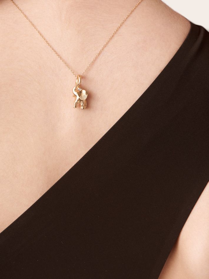 Elephant diamond charm necklace