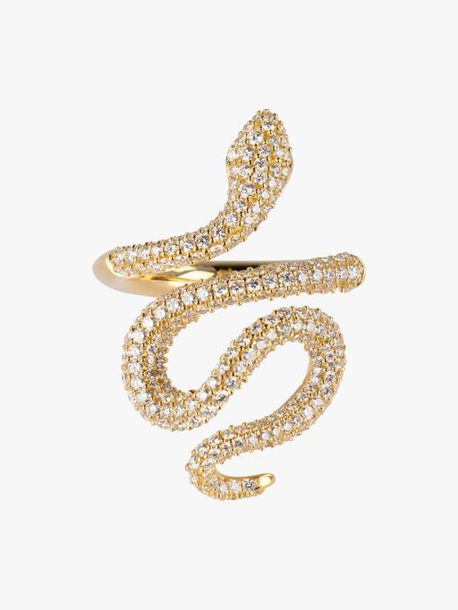 Snake medium ring with pavé diamond photo