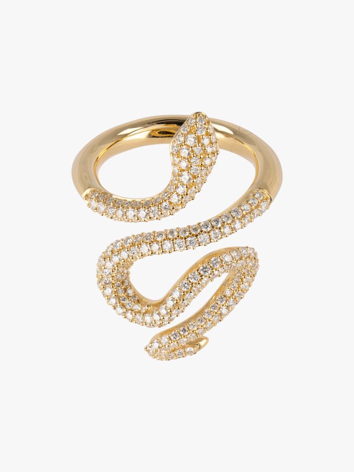 Snake medium ring with pavé diamond