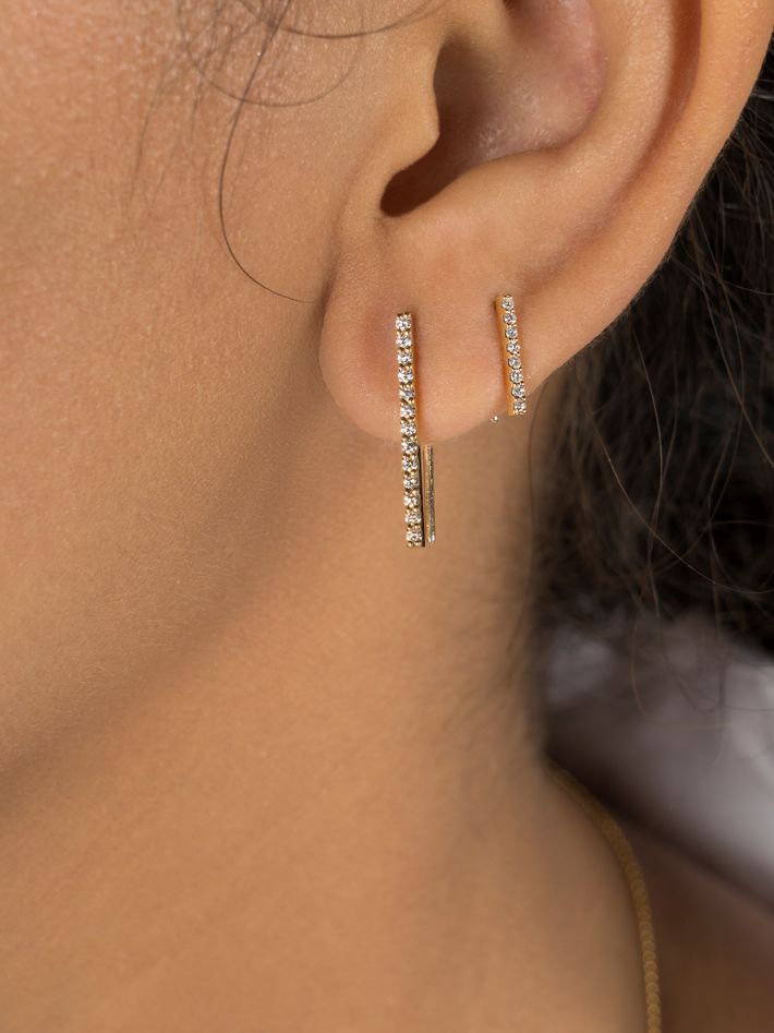 Petite diamond thread earrings
