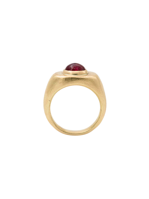 Signet ring with Cabouchon Ruby 18 ct gold photo