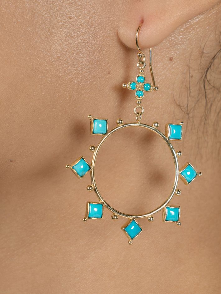 Turquoise circle earrings