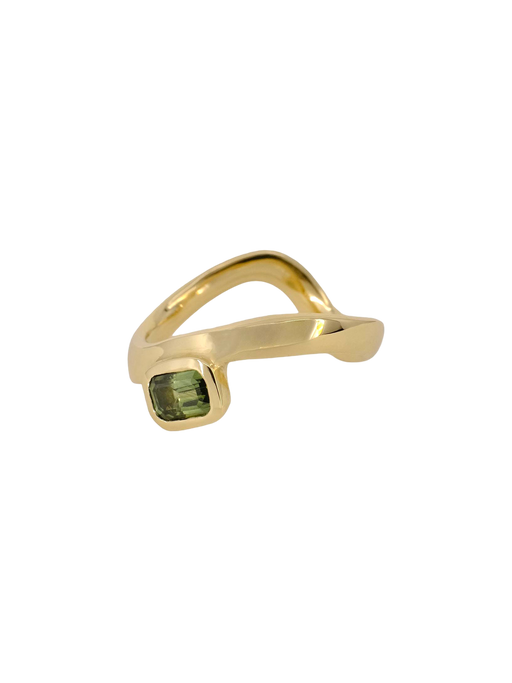 Curvy band with green sapphire photo