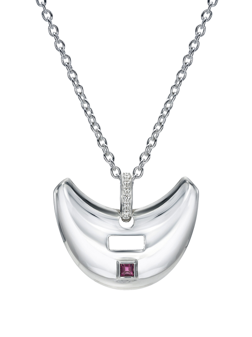 Sterling silver saucer pendant with pink tourmaline photo