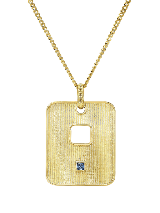 Ribbed dog tag with sapphire photo