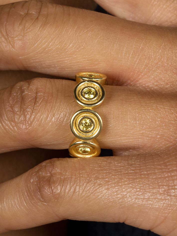 Yellow sapphire band ring