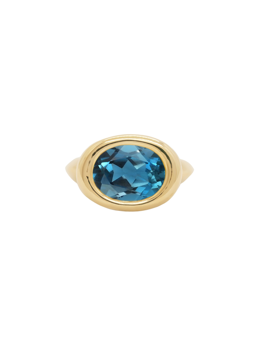 Blue topaz solo oval ring photo