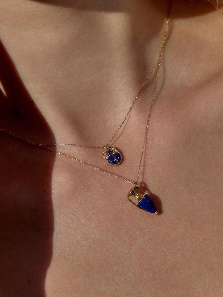 Inlay scarab pendant lapis