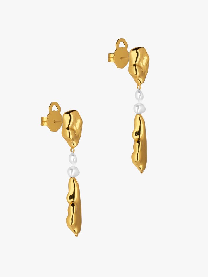 Gold birch pearl earrings