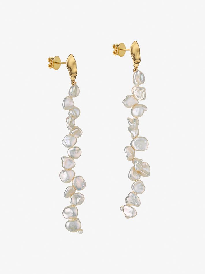 Petite pearl petal earrings
