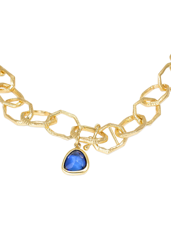 18k hand carved small link necklace