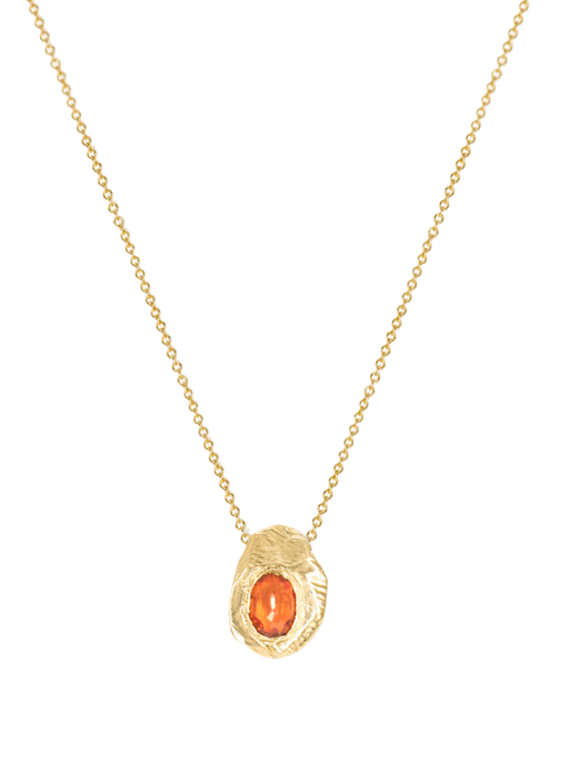 18k oval slider necklace in poppy sapphire photo