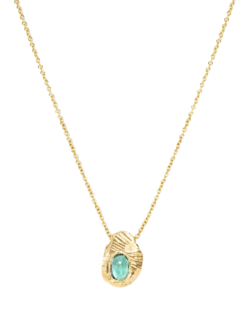 18k oval slider necklace emerald photo