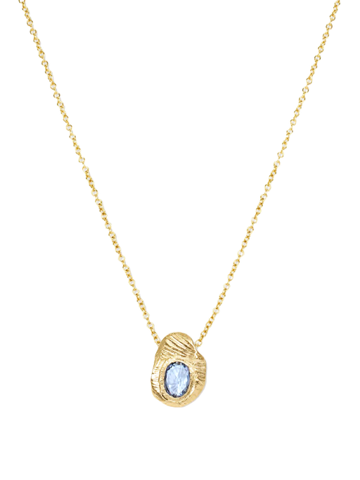 18k oval slider necklace in light blue sapphire  photo
