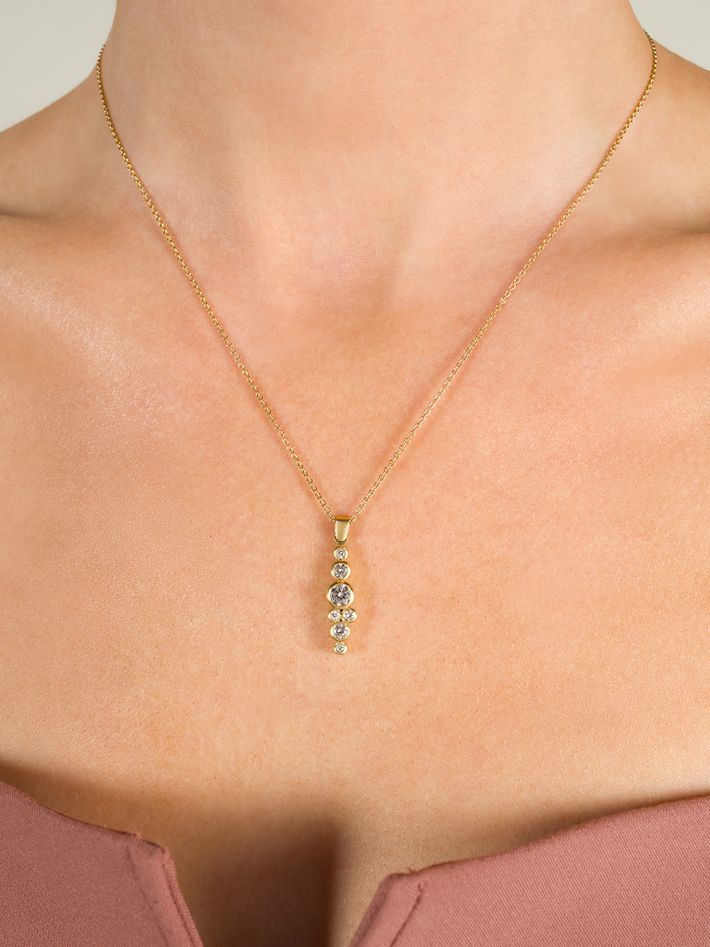 Bubbles diamond drop pendant 18k fairtrade gold
