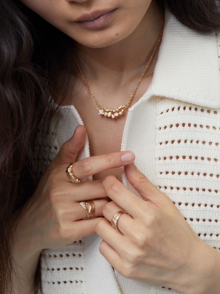 Chunky gold nugget diamond ring