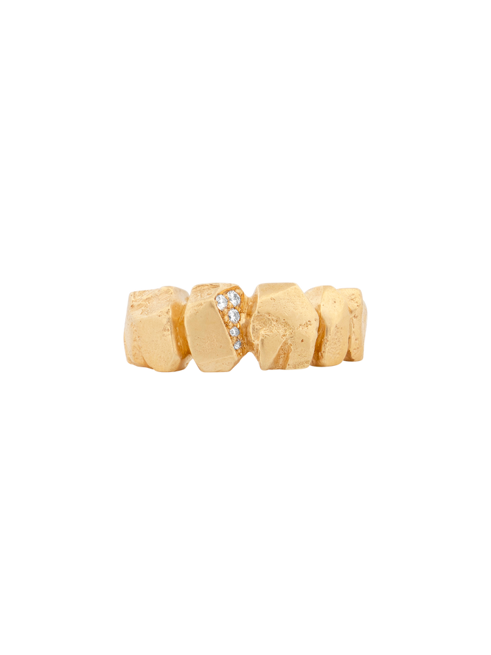 Chunky gold nugget diamond ring