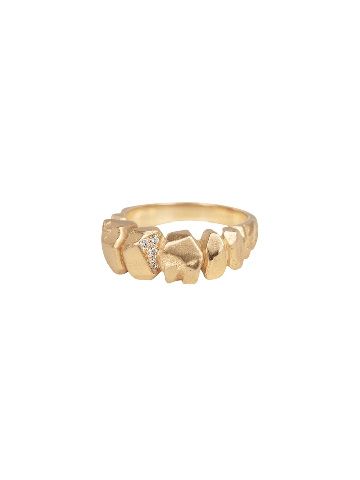 Chunky gold nugget diamond ring