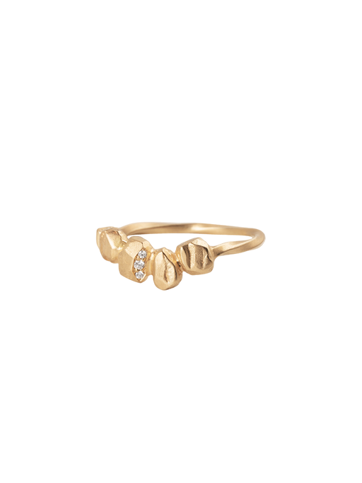 Wavy gold nugget diamond ring photo