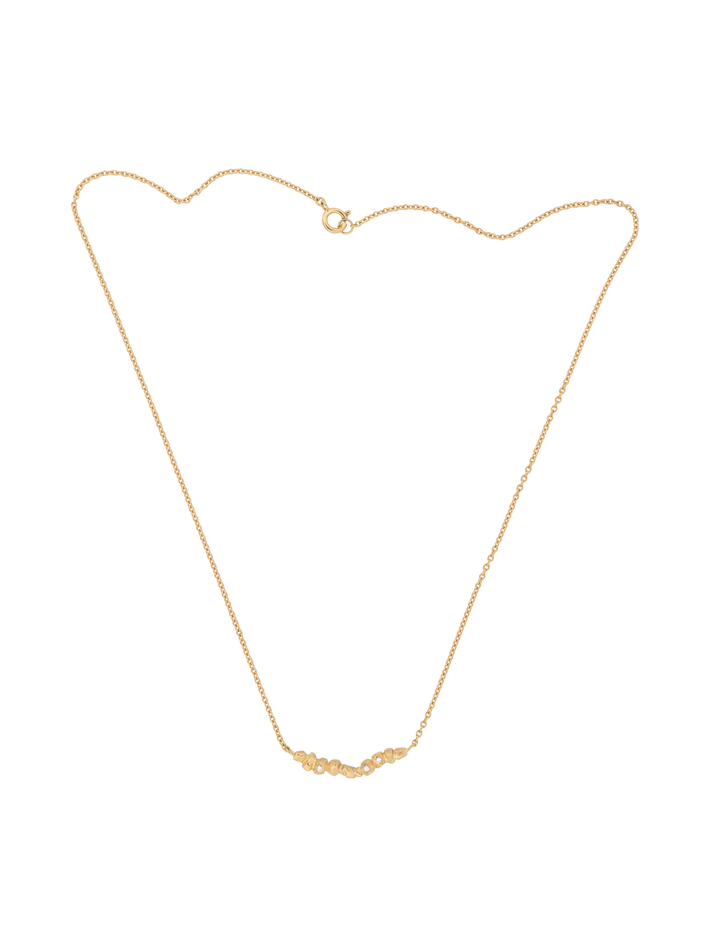 Gold nuggets on a string diamond necklace