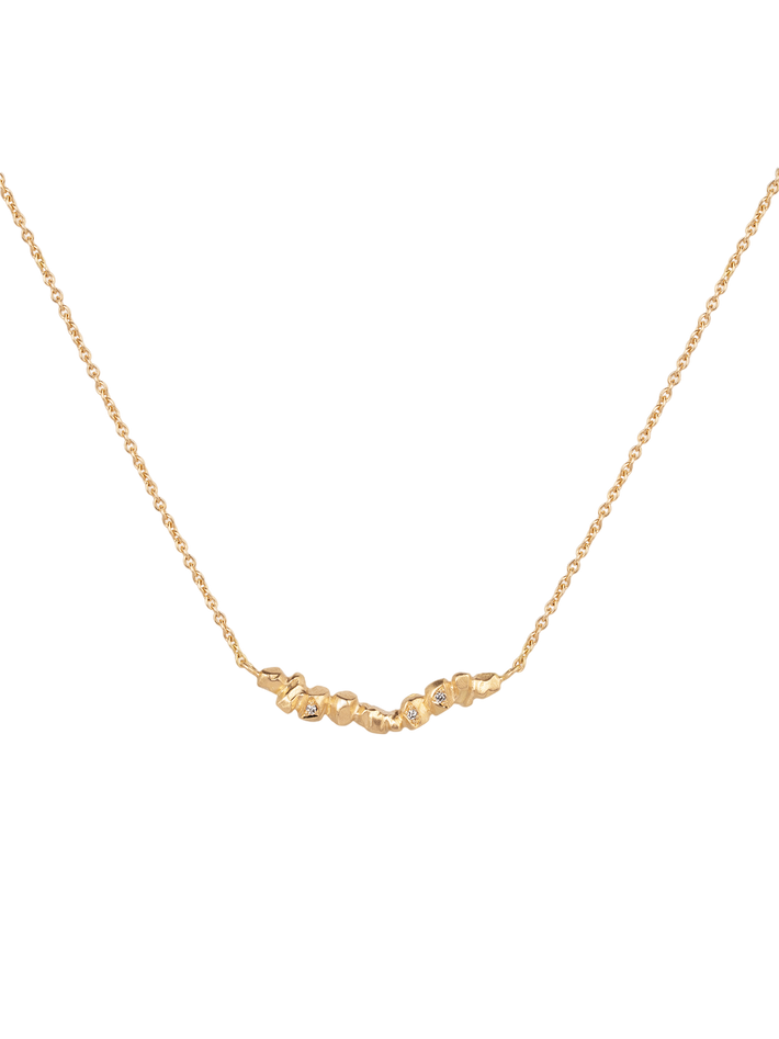 Gold nuggets on a string diamond necklace