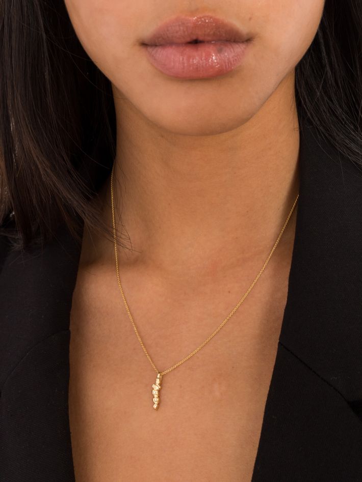 Delicate gold nugget diamond pendant necklace