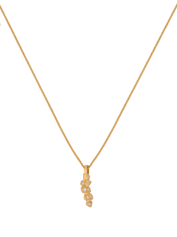Delicate gold nugget diamond pendant necklace by Pernille Holm Finematter