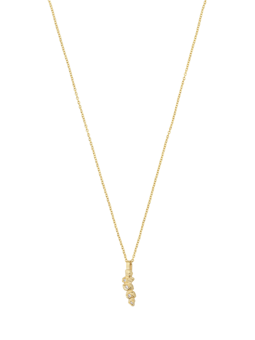 Delicate gold nugget diamond pendant necklace photo