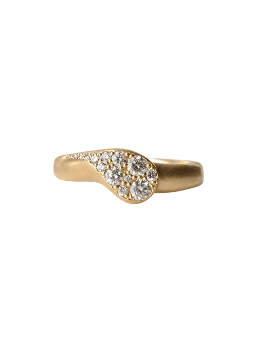 Tear Drop Signet Diamond Pavé Ring photo