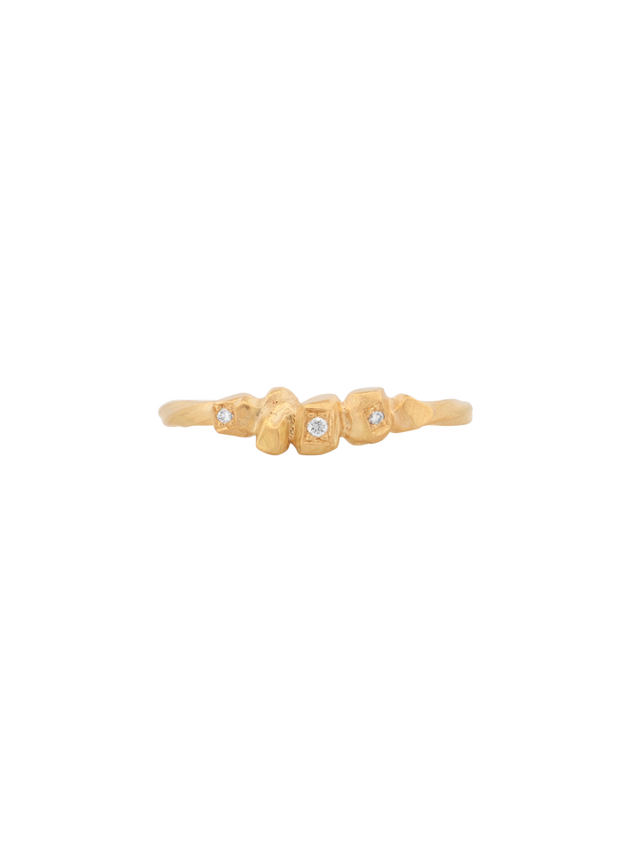 Delicate gold nugget diamond ring