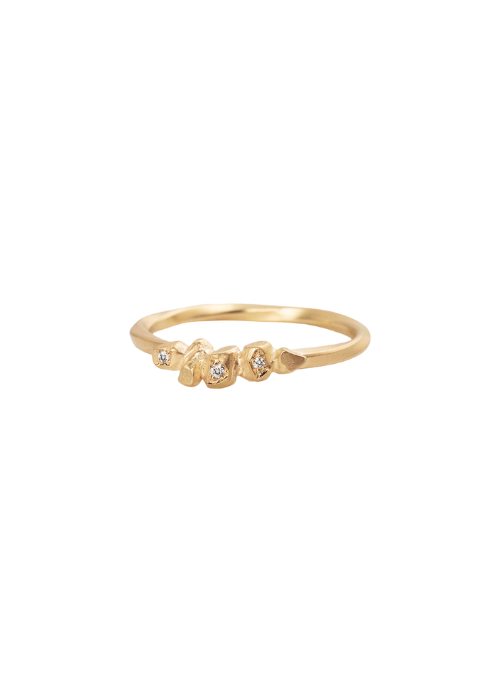 Delicate gold nugget diamond ring