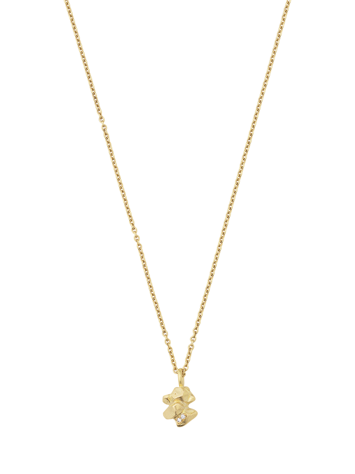 Chunky gold nugget diamond pendant necklace