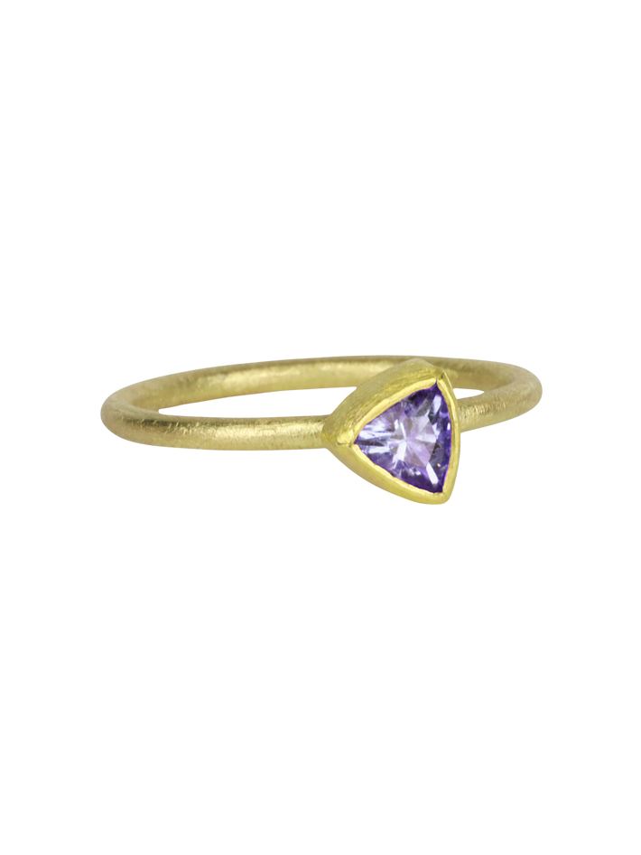 Trillion Sapphire bezel set stacking ring (Refurbished)