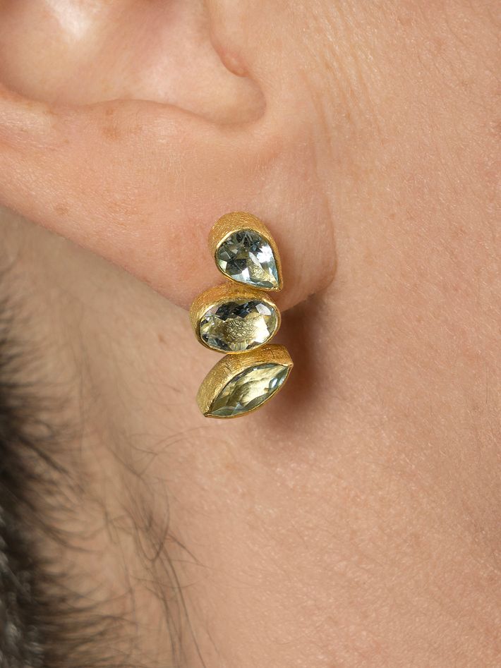 Aquamarine climber earrings