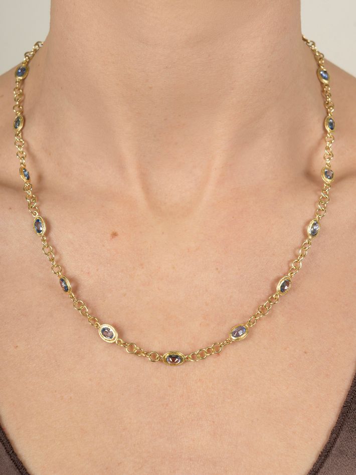 Blue sapphire chain necklace