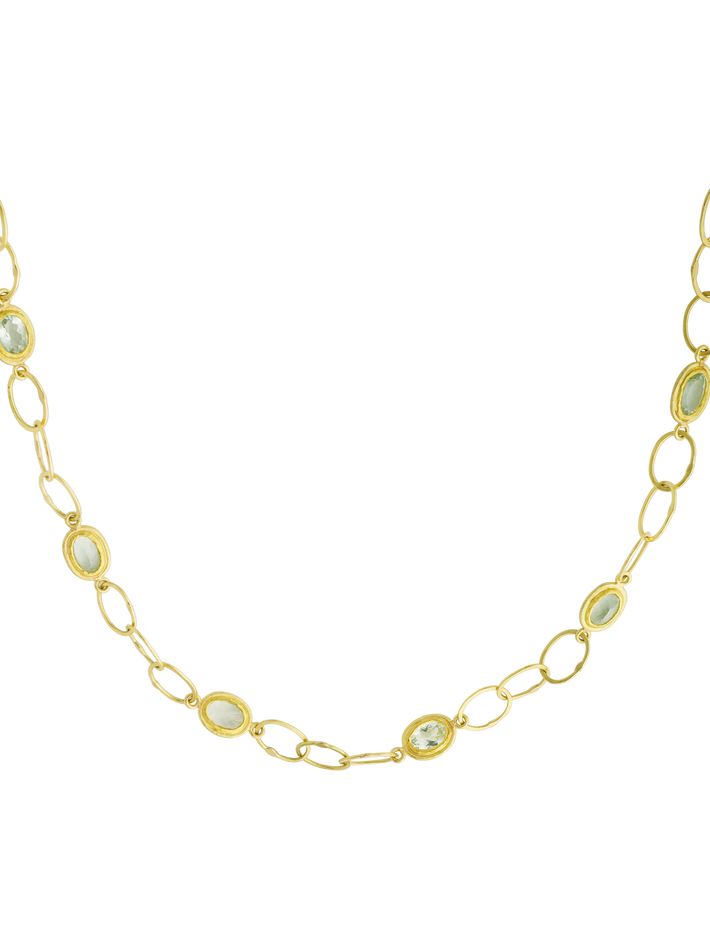 Aquamarine oval link chain necklace