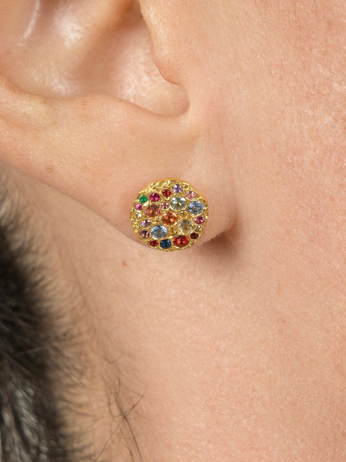 Sapphire, emerald and ruby sprinkle studs