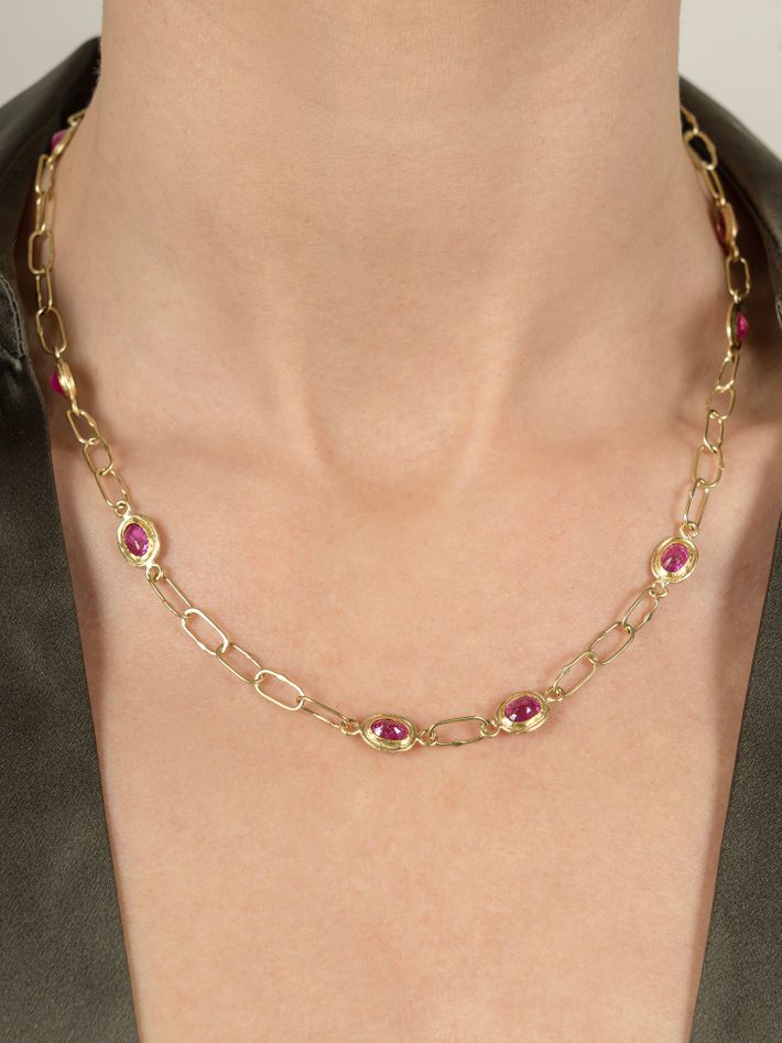 Ruby short link chain necklace