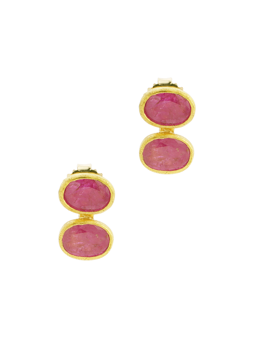 Stacked pink ruby earrings photo